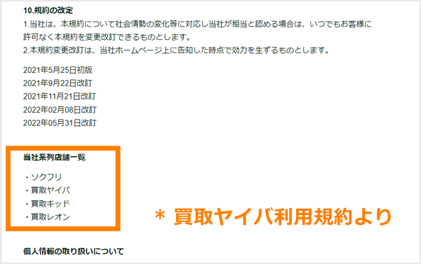 買取ヤイバの系列サイト一覧